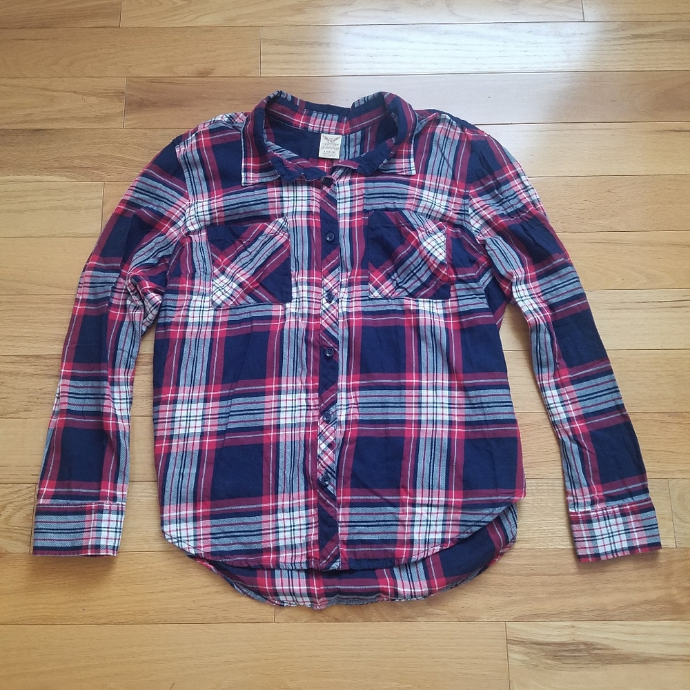 Faded glory plaid button down shirt